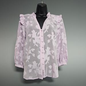 Anthro Maeve Soft Girl Purple Ruffel Lace Blouse Cottage Twee Fairy Lovely Sz 4